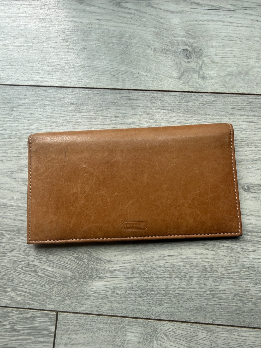 Coach Vintage Brown Leather Checkbook Bifold Wallet